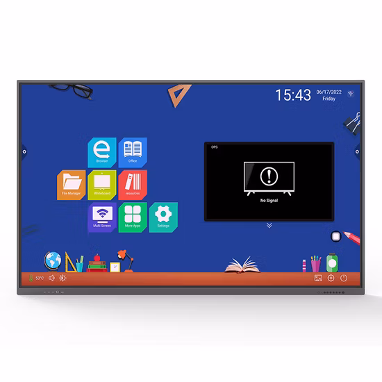 65 pouces haute résolution Smart Board LED affichage tout en un écran tactile tableau blanc IR cadre tactile pour les entreprises