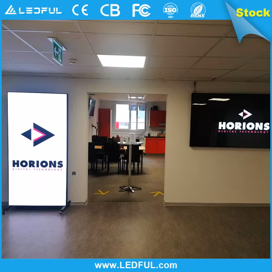 en stock! Portable Libre Debout Mobile P2.5 P2 P1.8 HD Publicité Commerciale Pleine Couleur Intérieur LED Affichage Numérique Écran Panneau Affichage avec Cadre En Aluminium